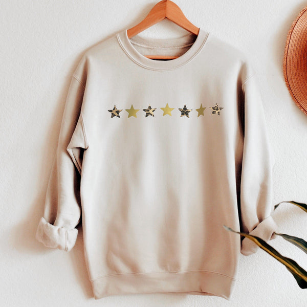 Nude Mini Gold and Leopard Print Star Sweatshirt