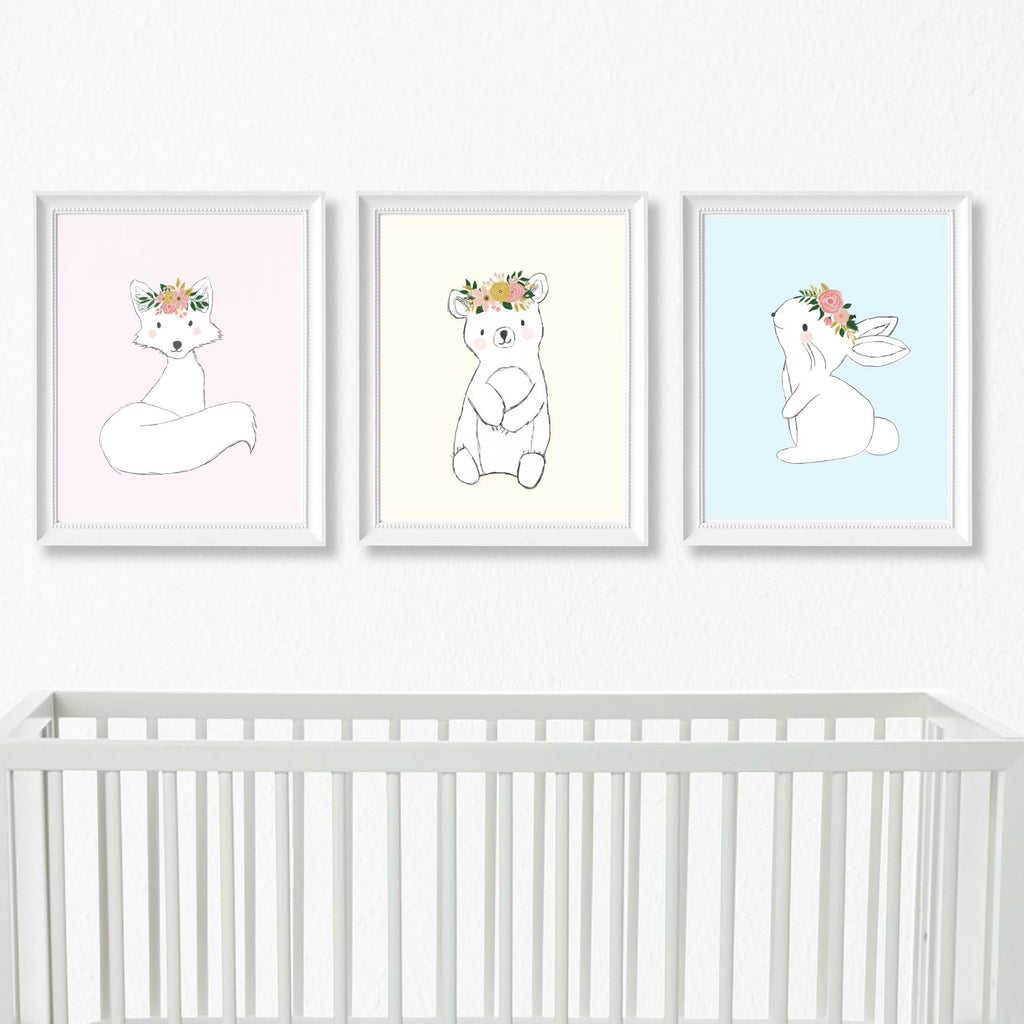Pastel Woodland Nursery Art Print Set,Art Print - Betty Bramble
