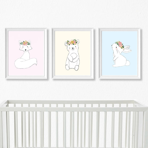 Pastel Woodland Nursery Art Print Set,Art Print - Betty Bramble
