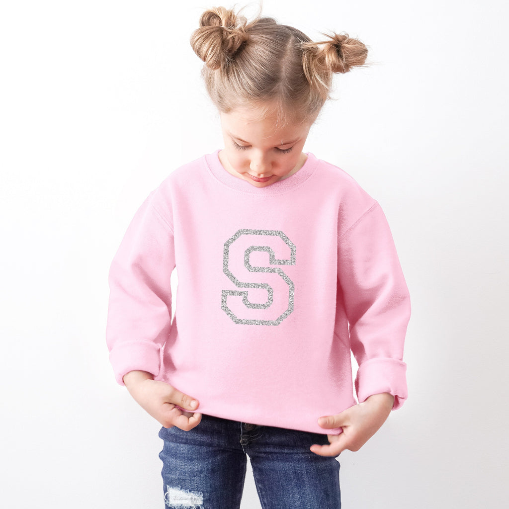 Personalised Letter Children's Sweatshirt in Glitter