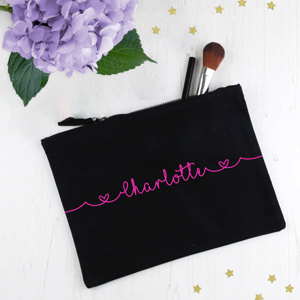 Personalised Make Up Bag with Neon Pink Name, - Betty Bramble