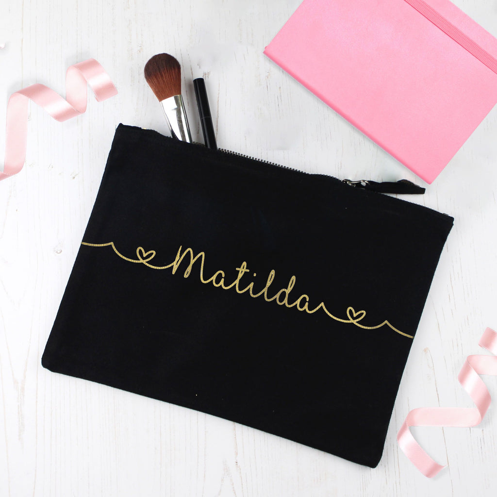 Personalised Make Up Bag with Name and Hearts, - Betty Bramble