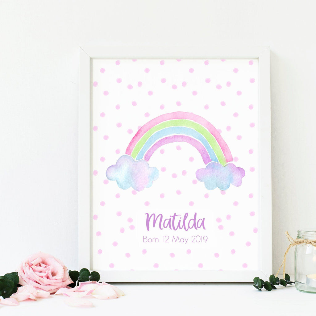 Personalised Rainbow Nursery Art Print,Art Print - Betty Bramble