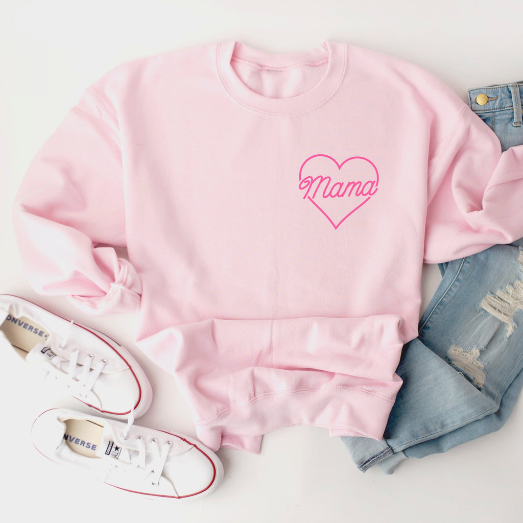Mama Sweatshirt with Pink Heart Design