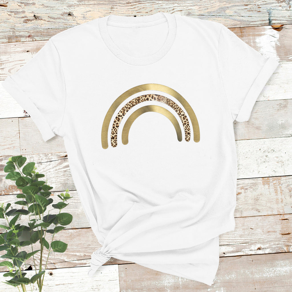 Leopard Print Rainbow T-Shirt in Gold