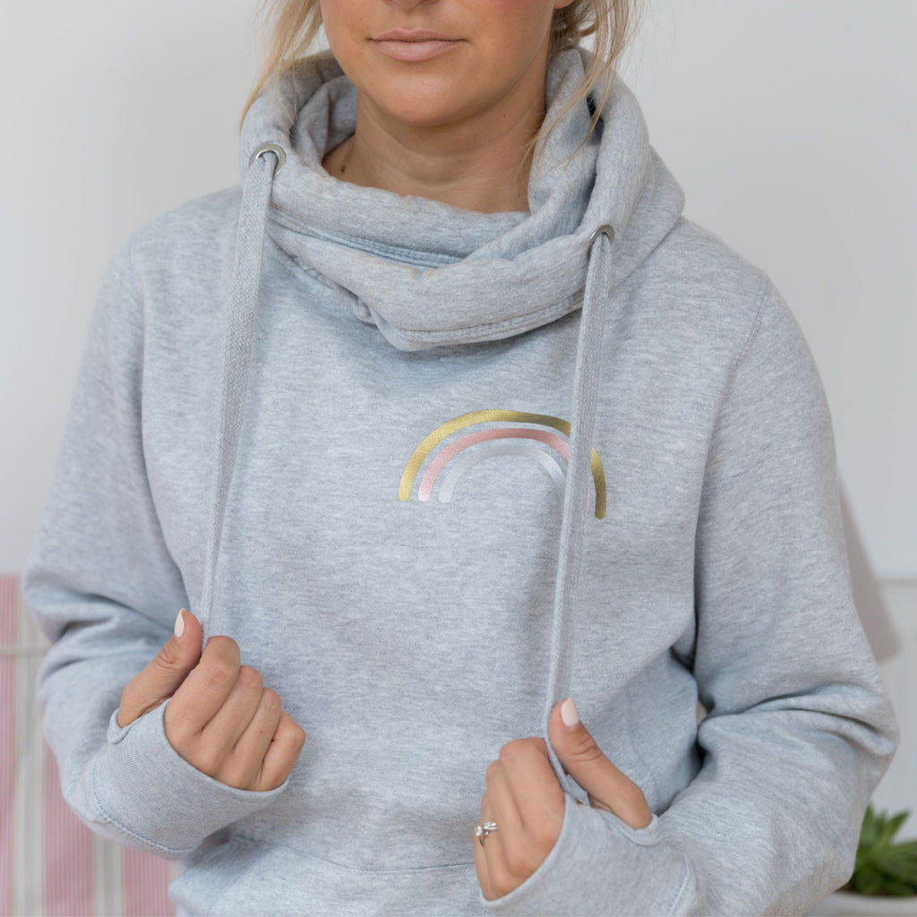 Rainbow Luxe Cowl Neck Sweatshirt,Ladies Sweatshirt - Betty Bramble
