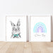 Bunny Rabbit and Rainbow Boys Nursery Art Print