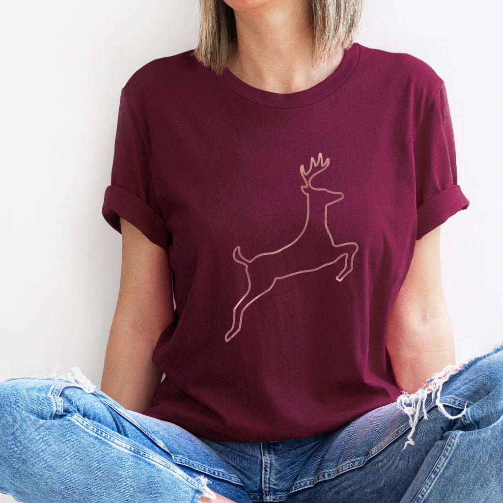 Ladies Christmas Rose Gold Stag T Shirt