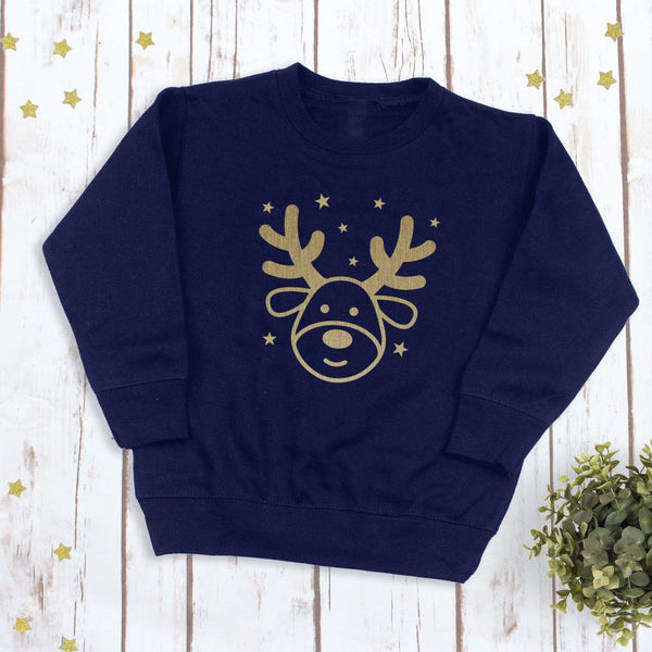 Cute Gold Reindeer Children's Christmas Sweatshirt