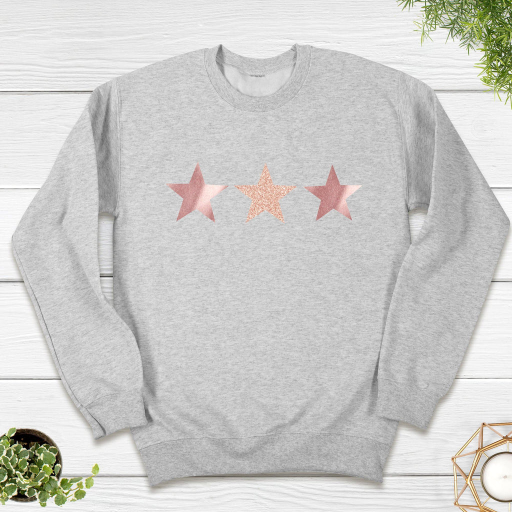 Rose Gold and Glitter Stars Ladies Sweatshirt
