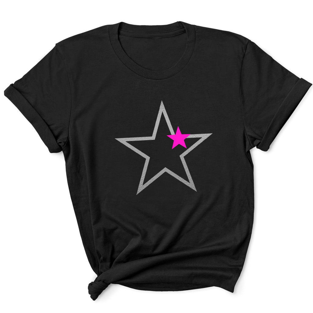 Silver Starstruck T-Shirt with Neon Mini Star