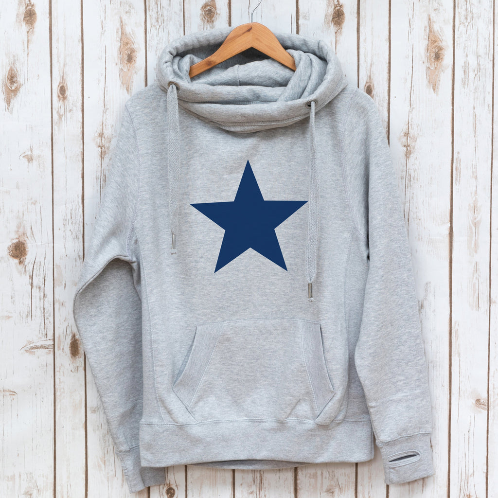 Navy Star Cowl Neck Sweatshirt,Ladies Sweatshirt - Betty Bramble