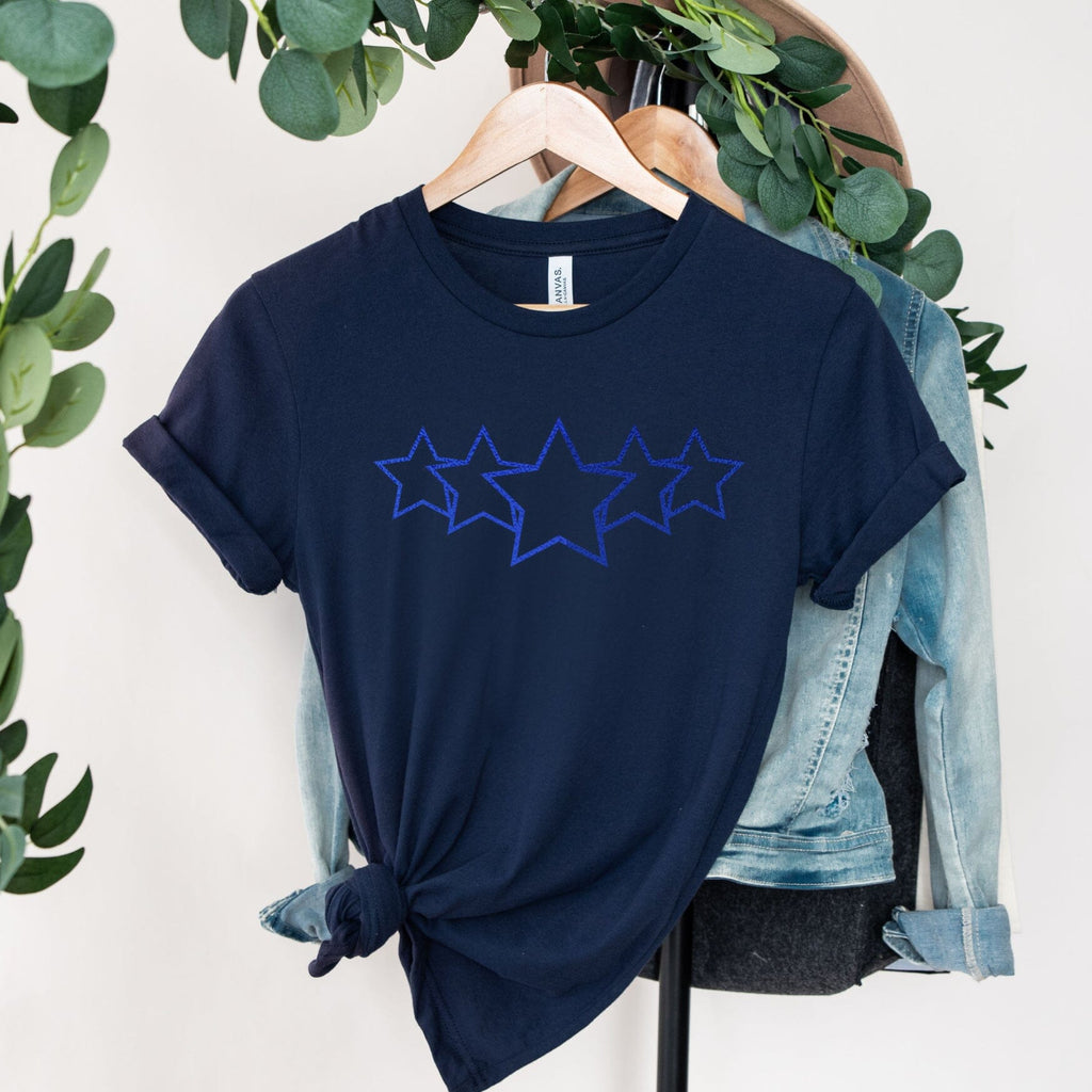 Stargazer Ladies Metallic Blue Stars T-Shirt