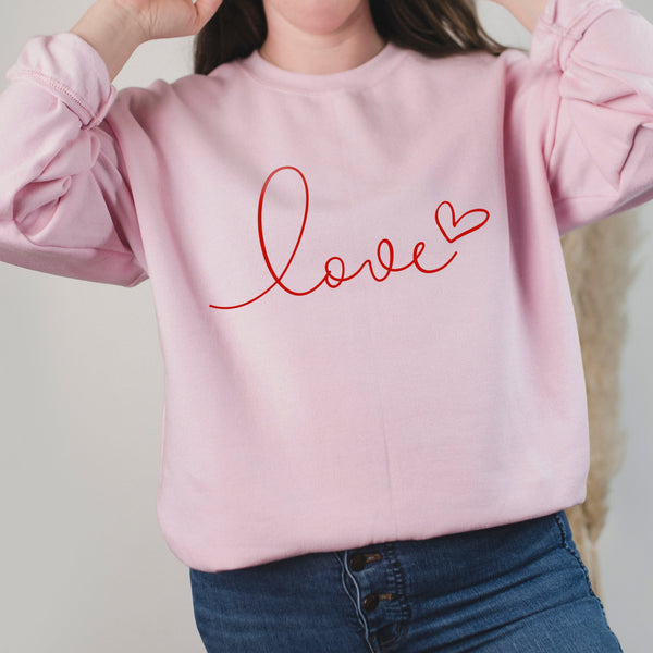 Pink Love with Heart Ladies Sweatshirt