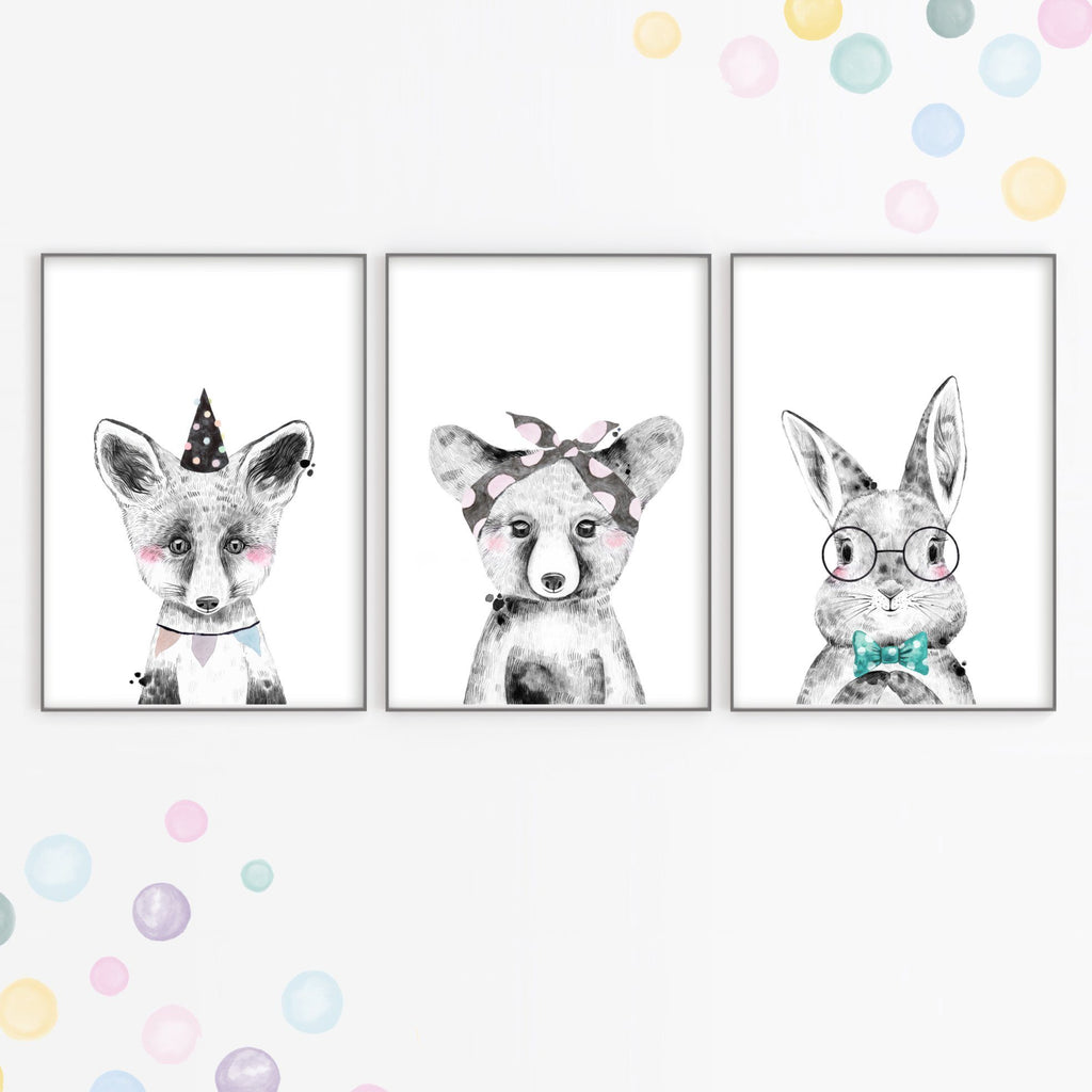 Monochrome Party Animal Art Prints,Art Print - Betty Bramble