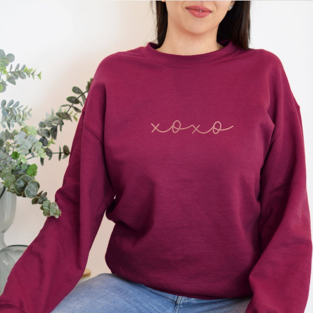 XOXO Plum and Rose Gold Ladies Sweatshirt
