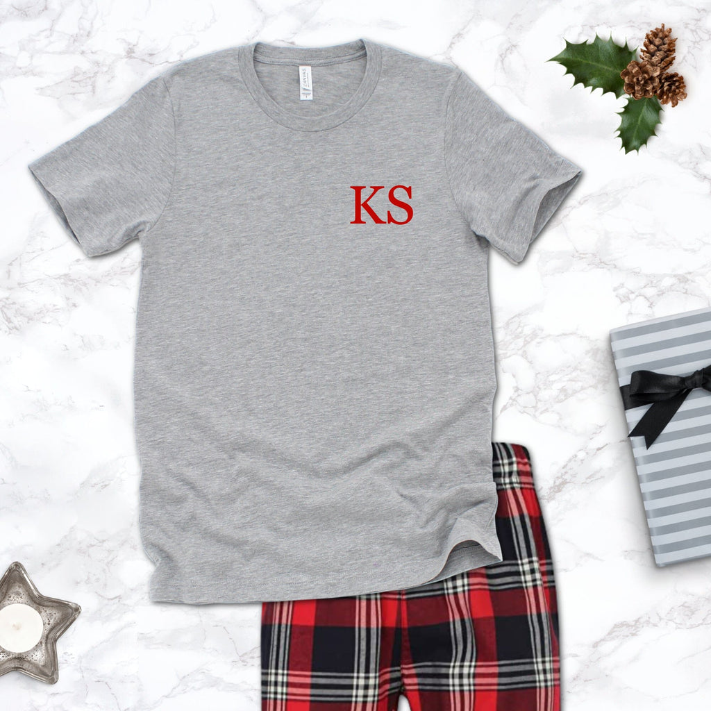 Men's Personalised Christmas Pyjamas with Grey Top