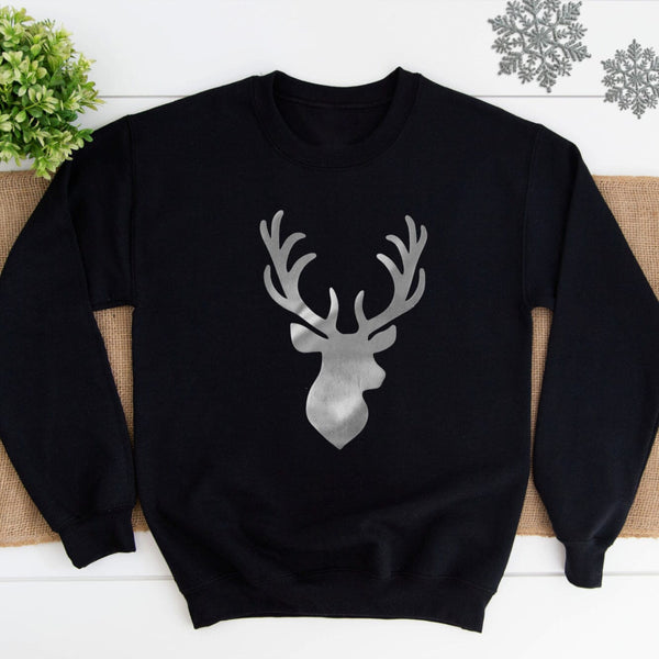 SMALL - Silver Stag with Black Sweatshirt - EXPRESS SAMPLE